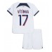 Paris Saint-Germain Vitinha Ferreira #17 Bortedraktsett Barn 2023-24 Korte ermer (+ Korte bukser)